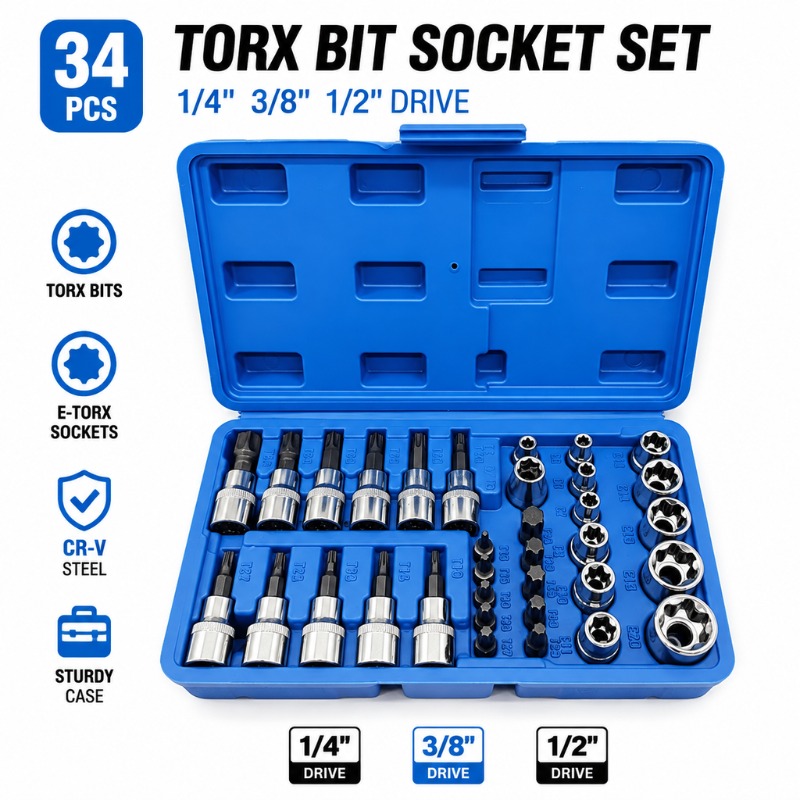 34Pcs Set Bit Torx & Soket Bin - Cnc Bits ulasan dan harga